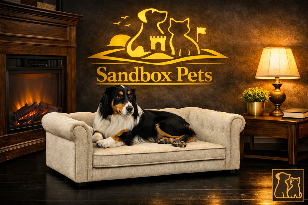 Elegant Pet Bed for Medium and Large Dogs, Durable Elevated Dog Sofa, Beige.