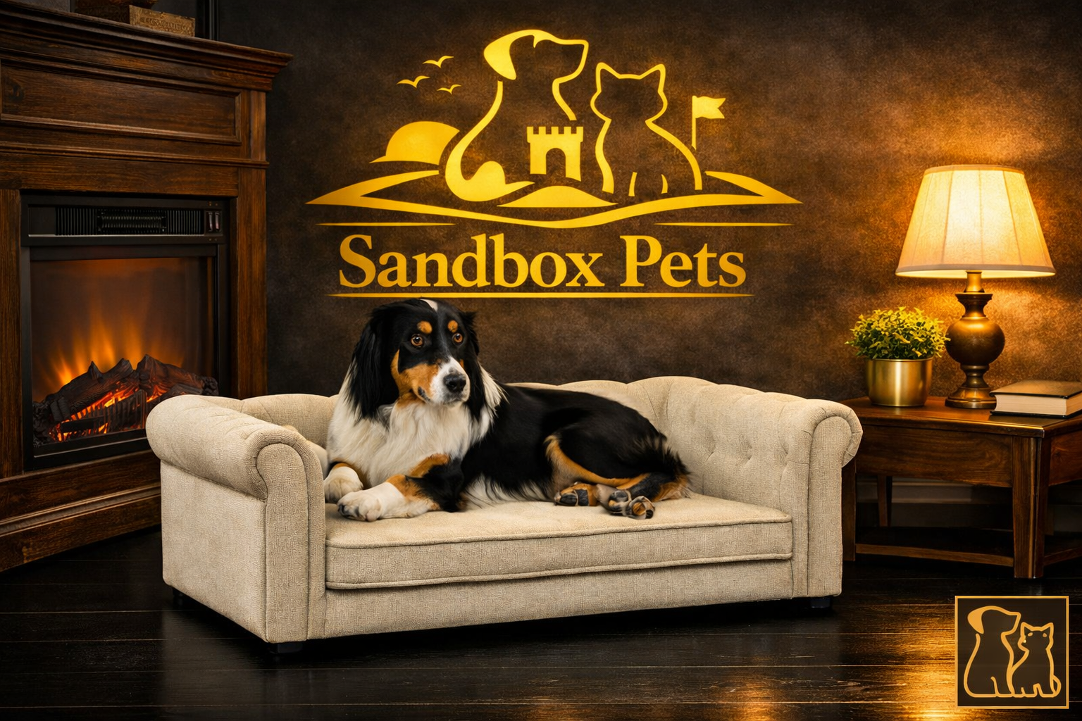 Elegant Pet Bed for Medium and Large Dogs, Durable Elevated Dog Sofa, Beige.