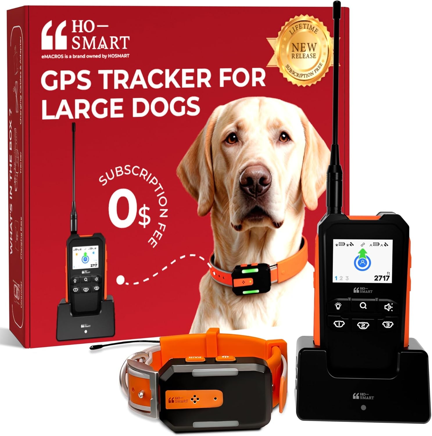 GPS Dog Tracker No Subscription, Off Grid, Large Dogs Waterproof, 7 day battery life.