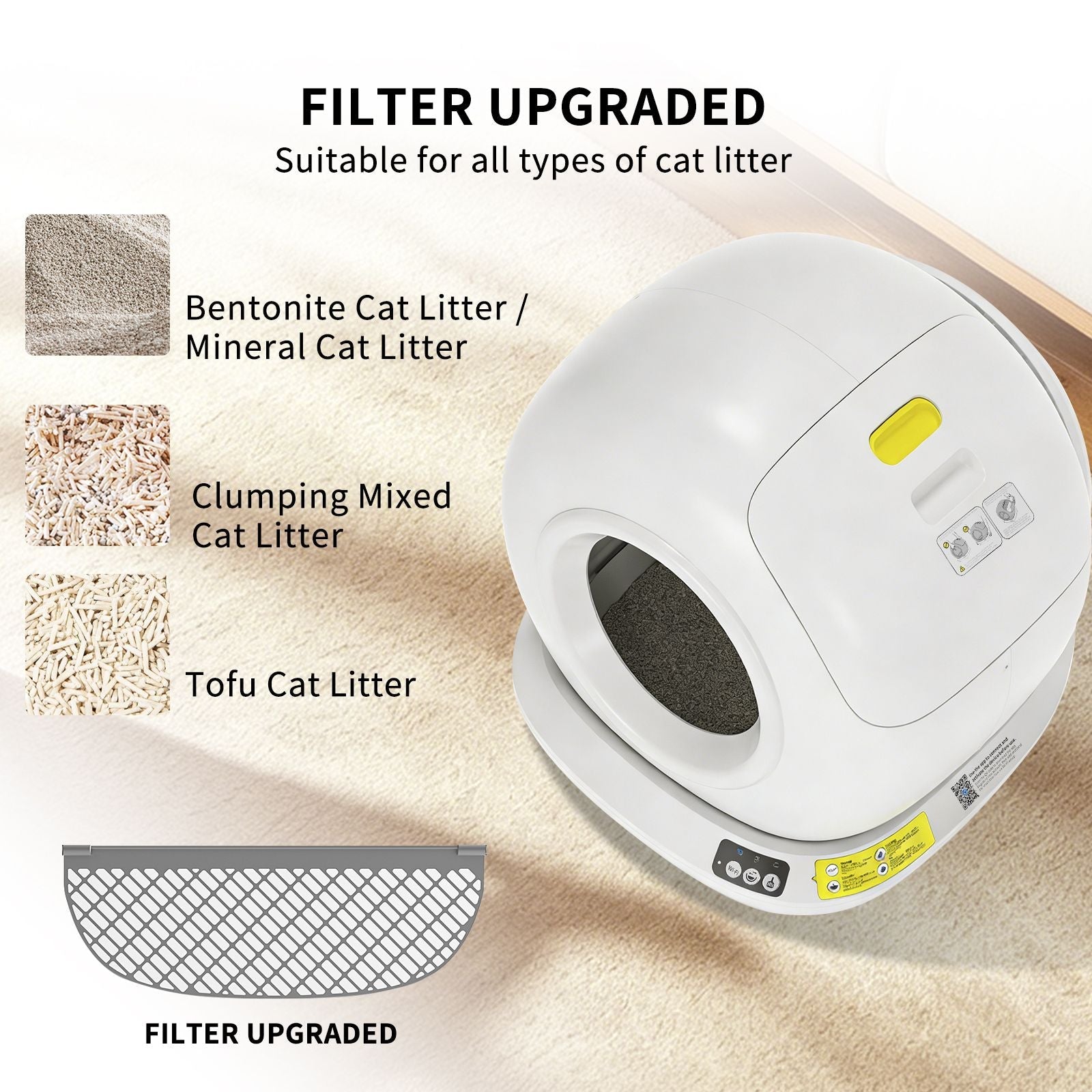 Self-Cleaning Cat Litter Box | Fully Enclosed Automatic, App Control,