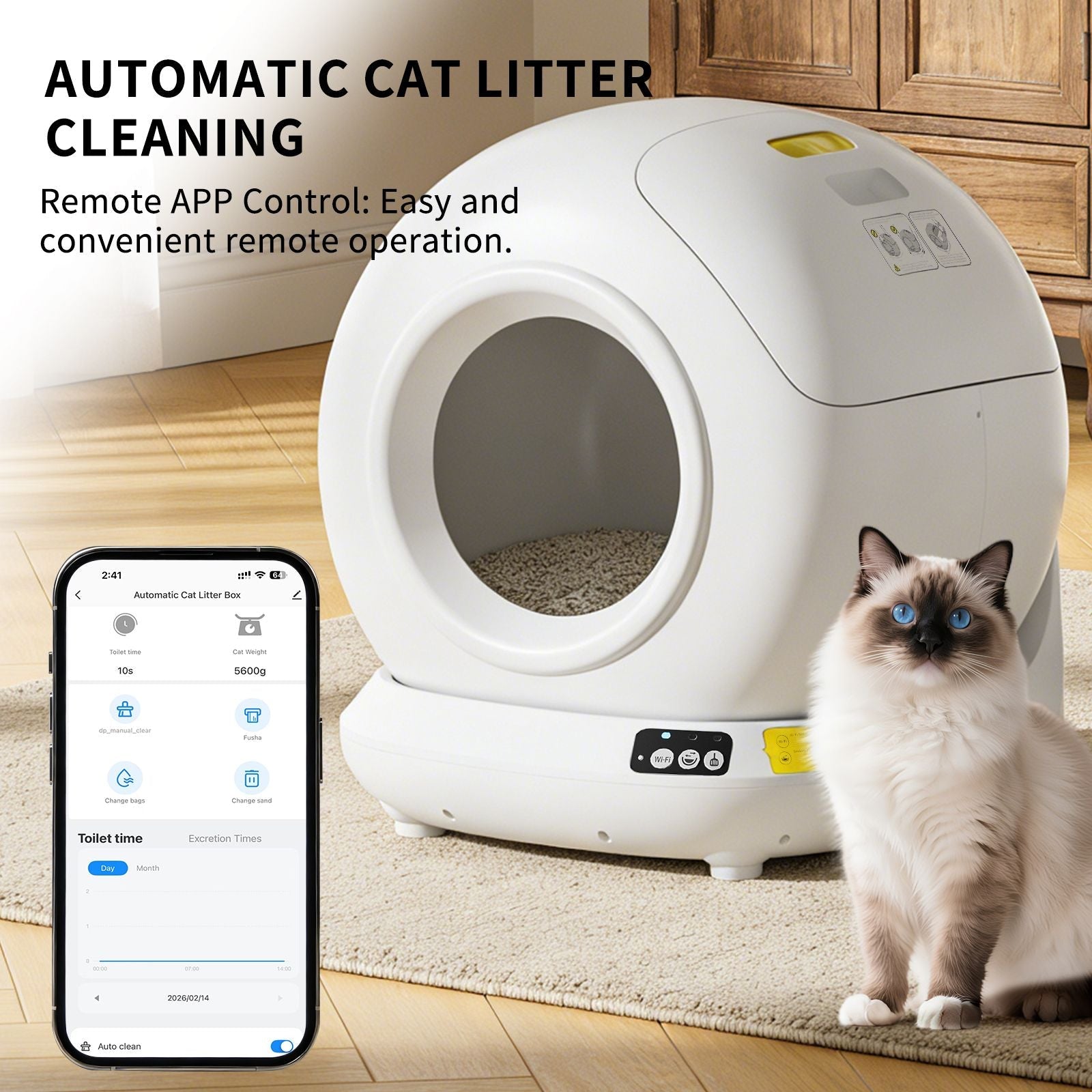 Self-Cleaning Cat Litter Box | Fully Enclosed Automatic, App Control,
