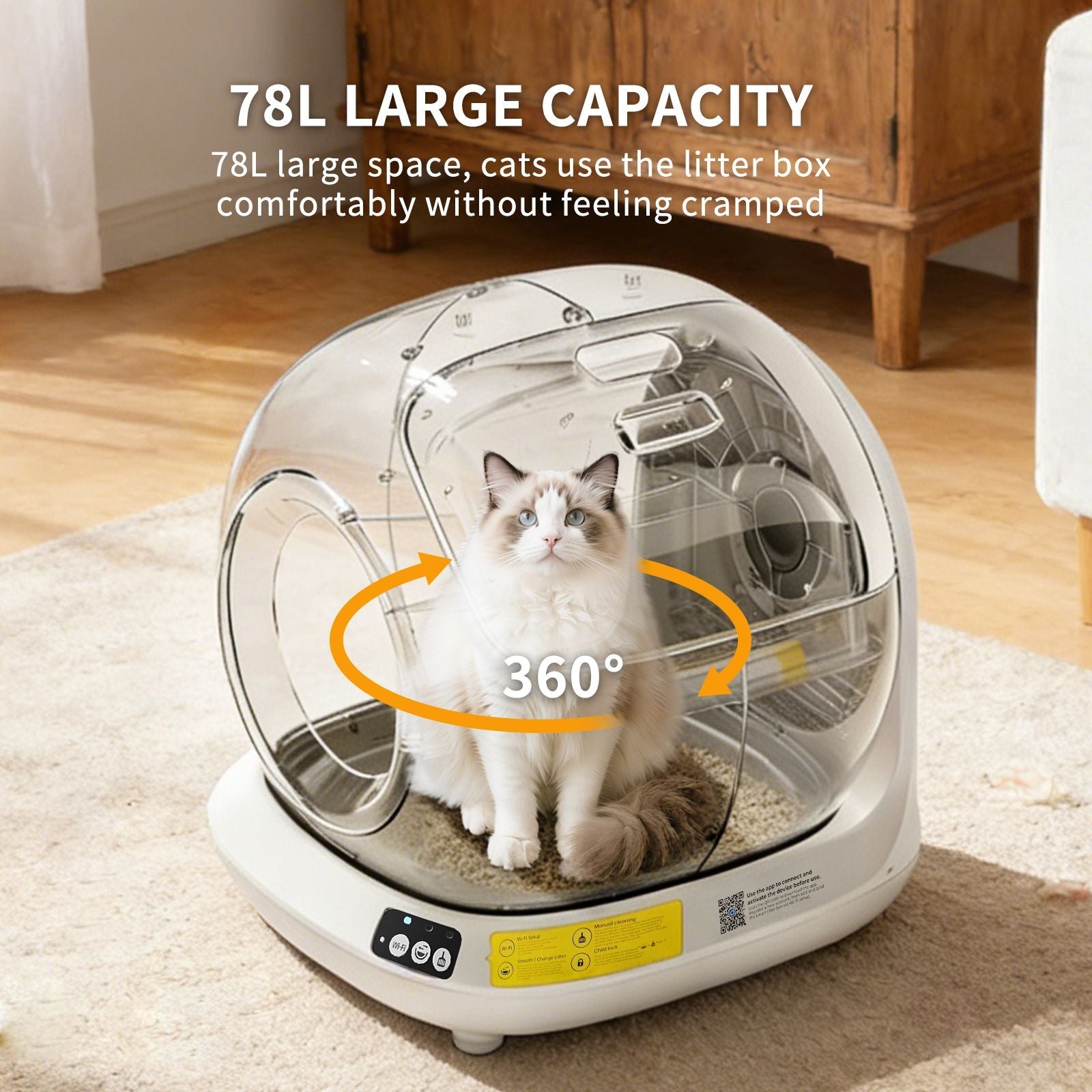 Self-Cleaning Cat Litter Box | Fully Enclosed Automatic, App Control,
