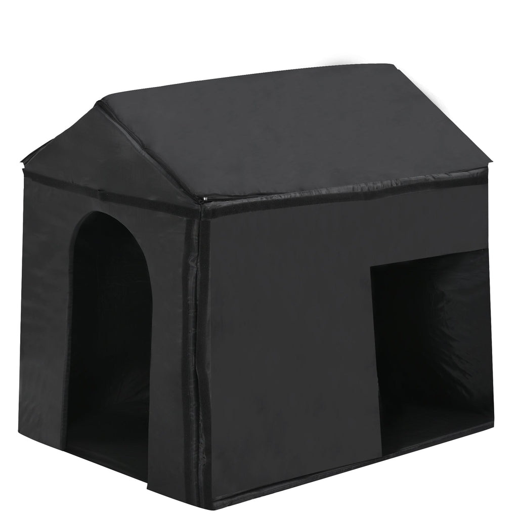 60.2' Large Outdoor Dog House with Insulated Liner for Winter, Waterproof Dog Kennel for Medium & Large Dogs, with Porch and Asphalt Roof on Elevated Flooring.