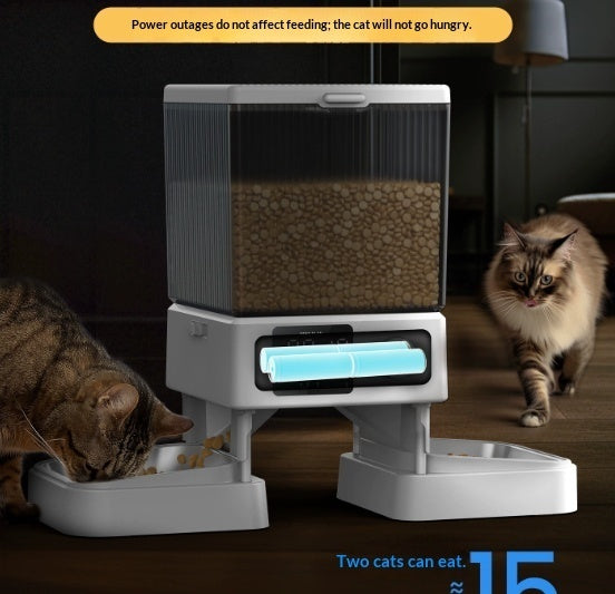 Automatic Cat Feeder With Dual Bowls Visual Timer-Controlled Portion-Adjustable Smart Pet Feeder.