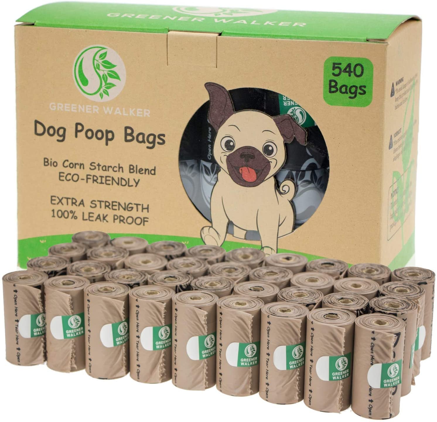 540 Count - Poop Bags Extra Thick, Leak Proof, Waste Bag Rolls.