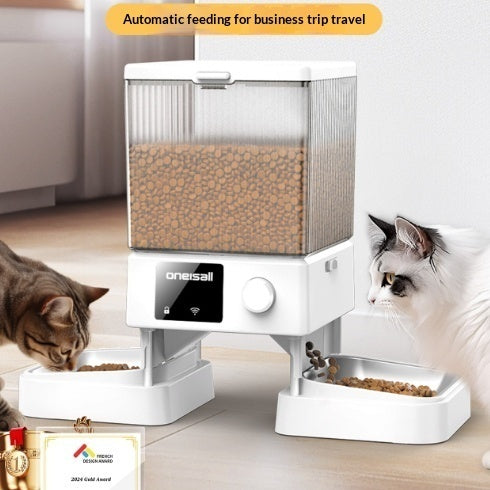 Automatic Cat Feeder With Dual Bowls Visual Timer-Controlled Portion-Adjustable Smart Pet Feeder.