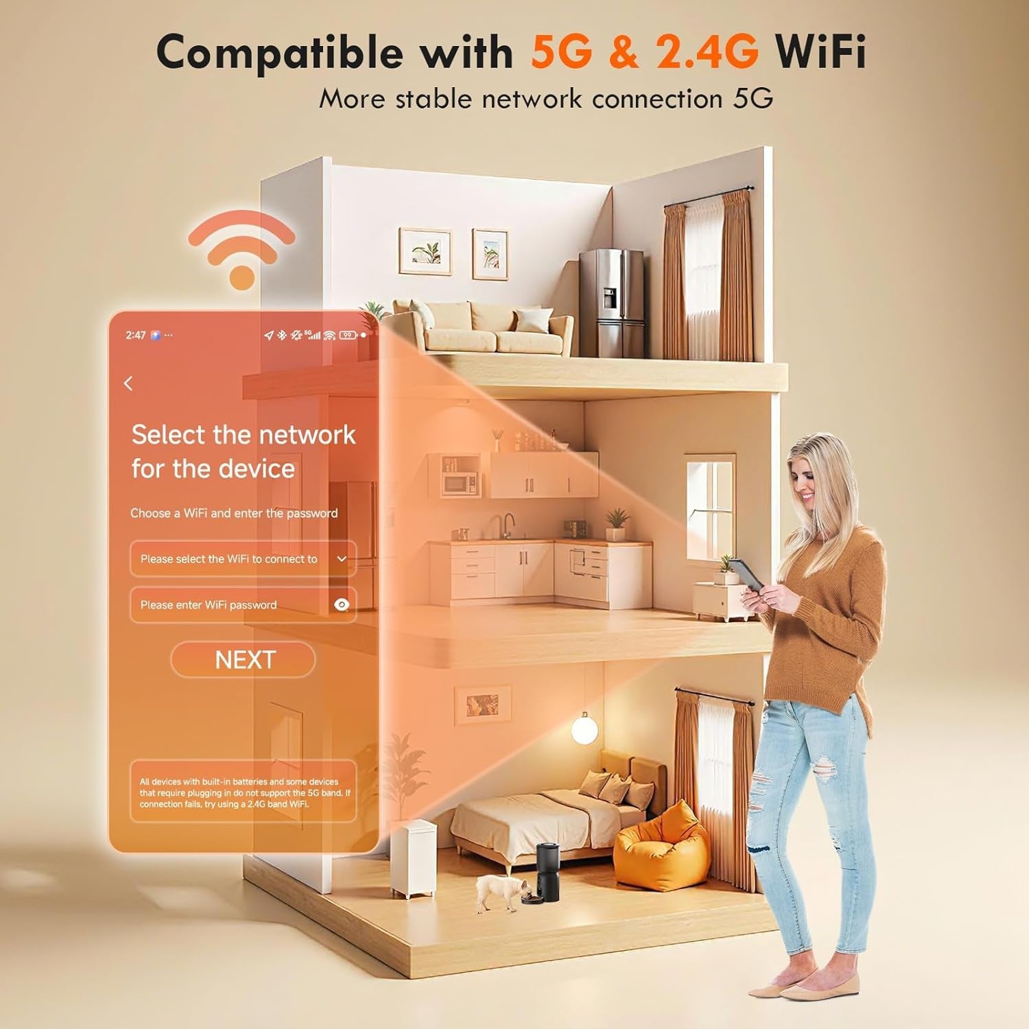 Automatic Pet Feeder Smart Camera 5L WiFi App Control Dual Power