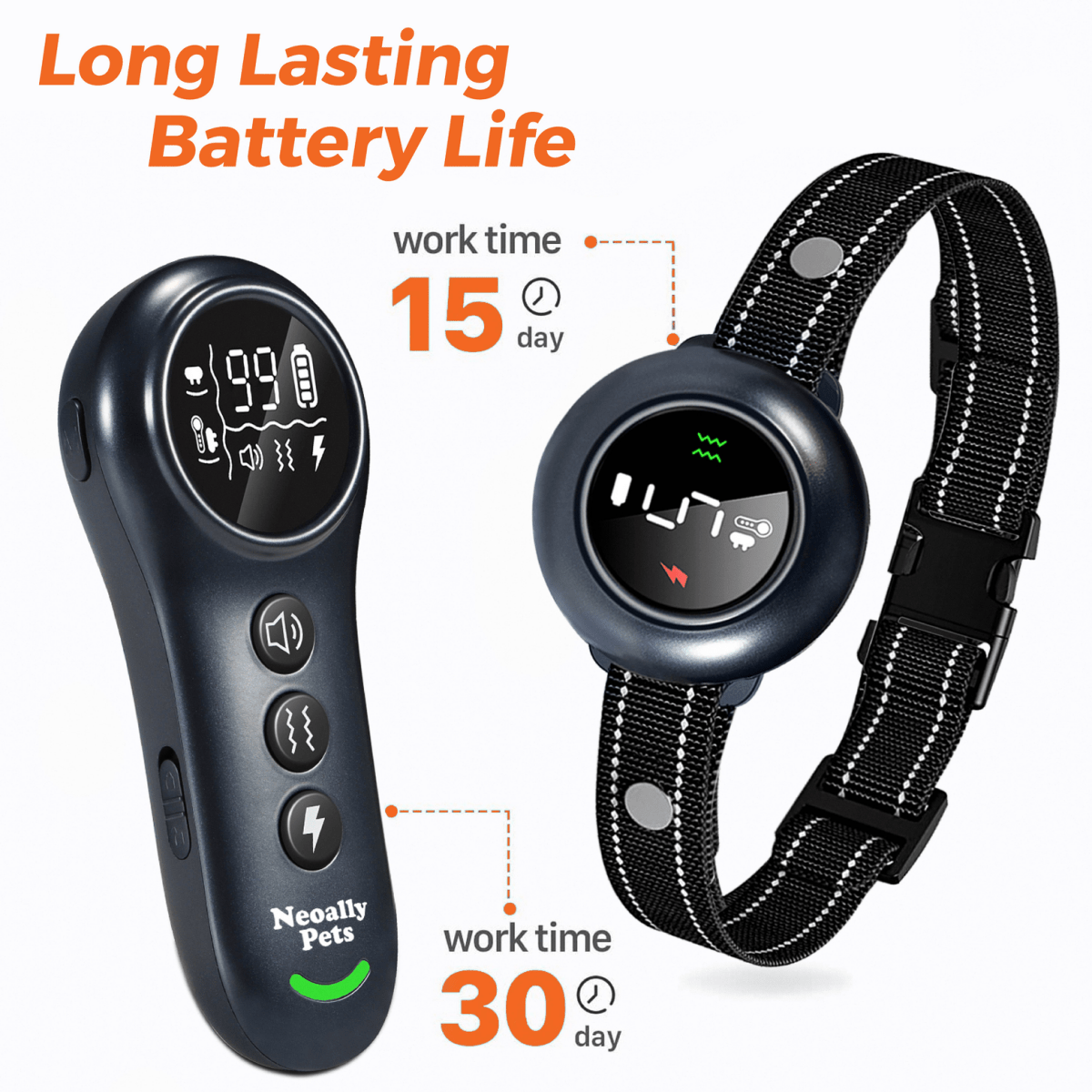 NeoAlly 2-in-1 Dog Training & Bark Control Collar | Automatic Barking Detection, Remote Shock | Rechargeable, Waterproof