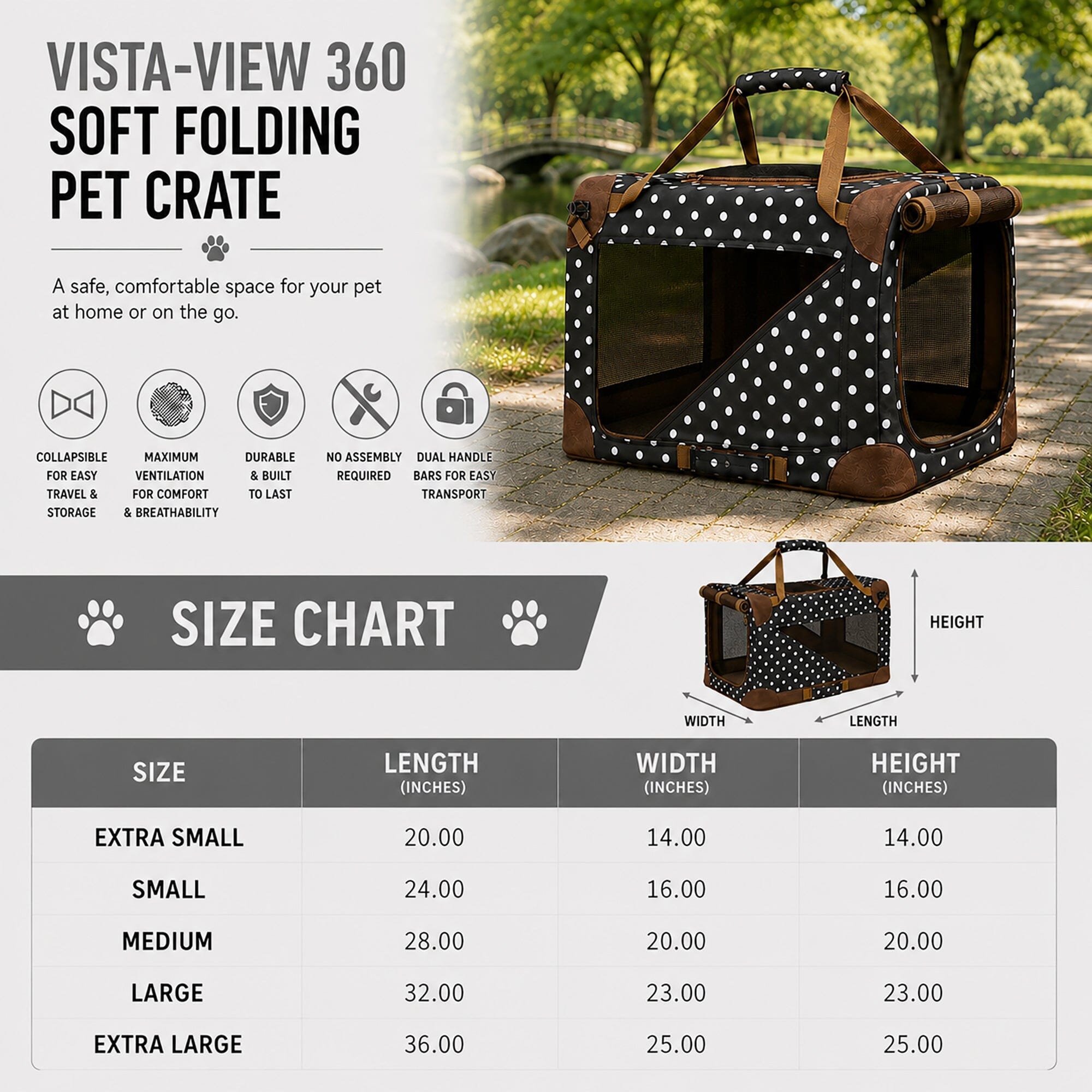 Pet Life ® '360° Vista View' Zippered Soft Folding Collapsible Durable Pet Crate Carrier.