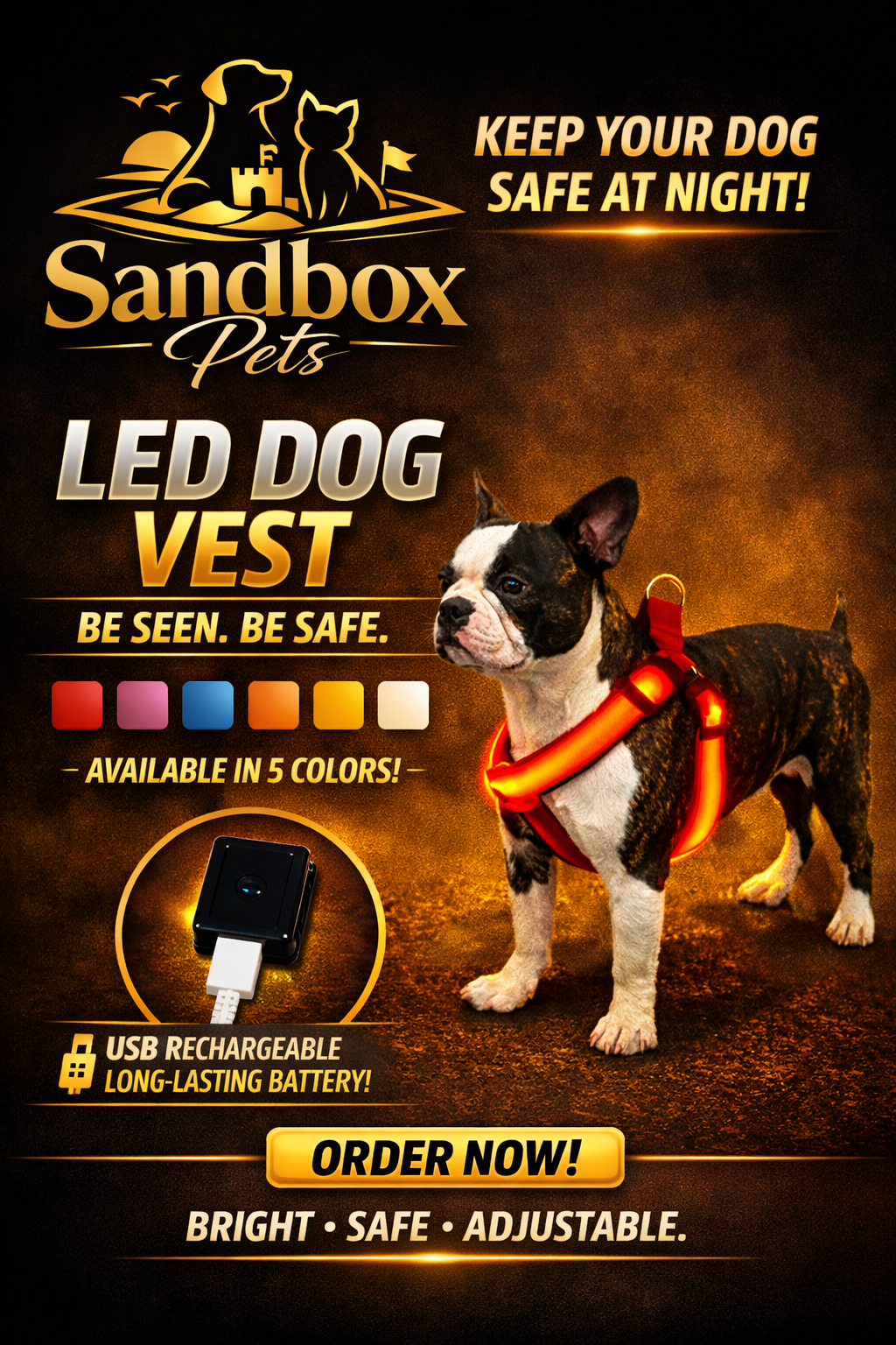 L.E.D. Luminescent Dog/Cat Chest Strap Harness