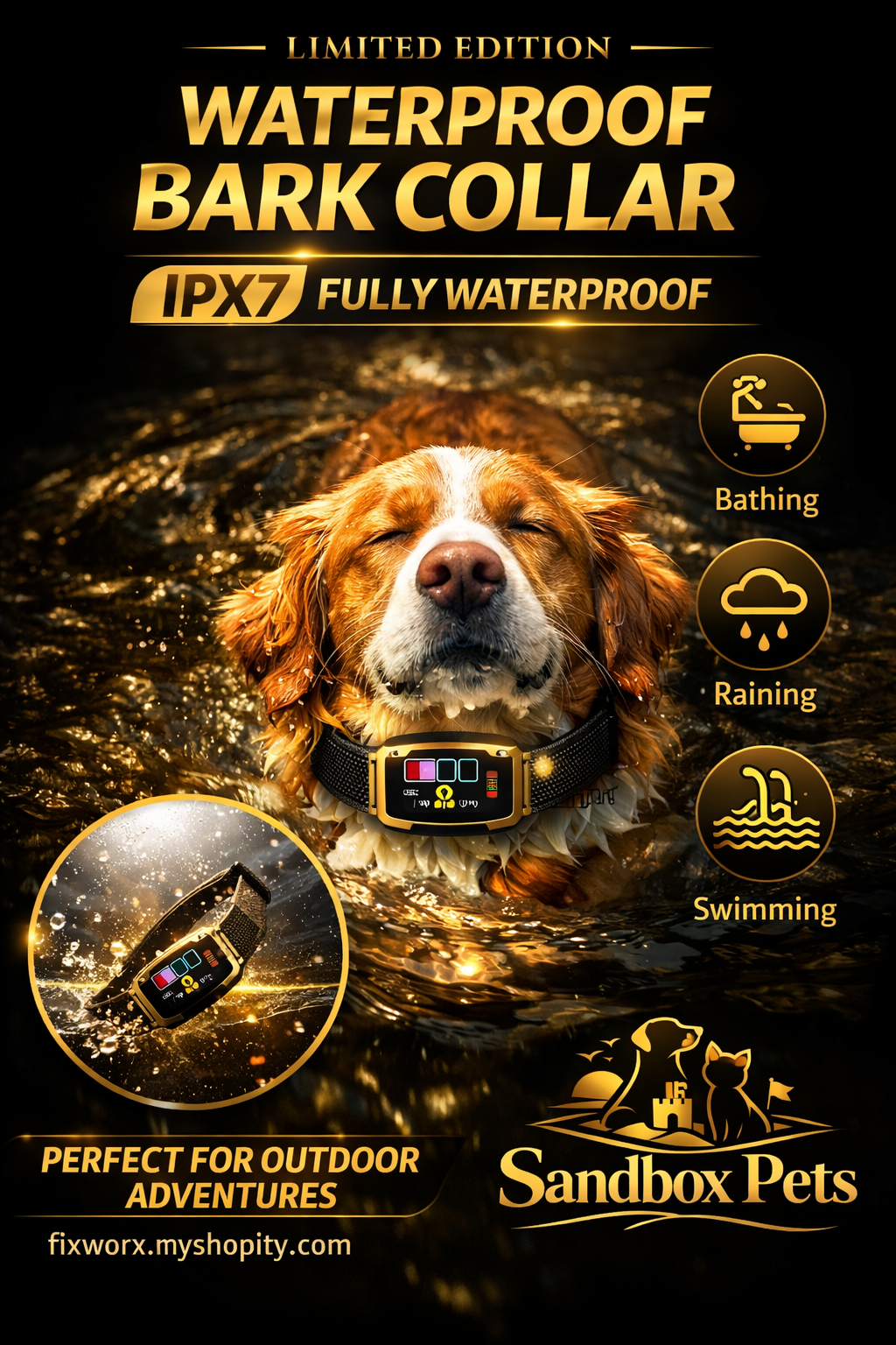 Smart Dog Bark Control Collar w/ Color Screen, Multi Stop Modes, 8-Level Sensitivity, IP67 Waterproof